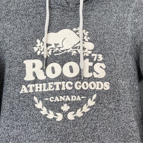 ROOTS SALT & PEPPER KANGA SWEATSHIRT HOODIE WITH CREAM LOGO, X SMALL - Picture 5 of 8